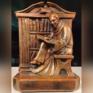 Bronze clad Scholar with Books Single Bookend 1920s